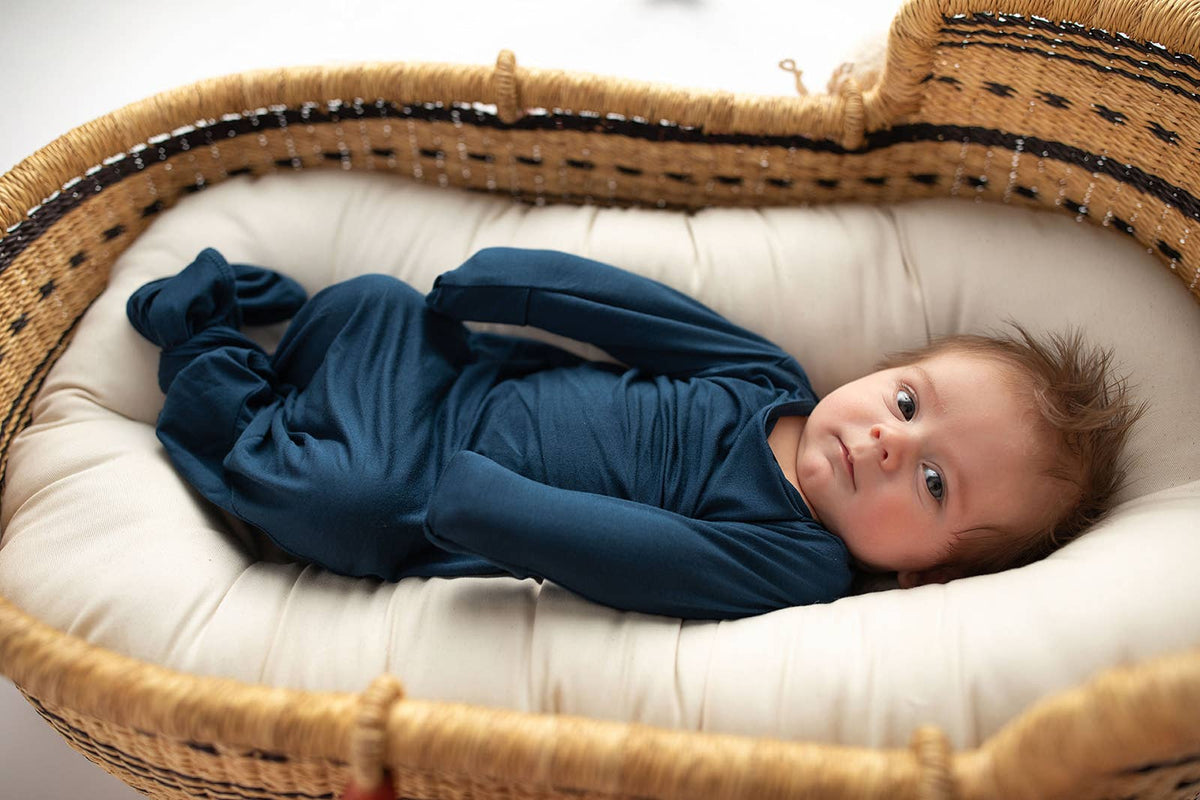 Navy Blue Knotted Baby Gown (Newborn - 3 Months)