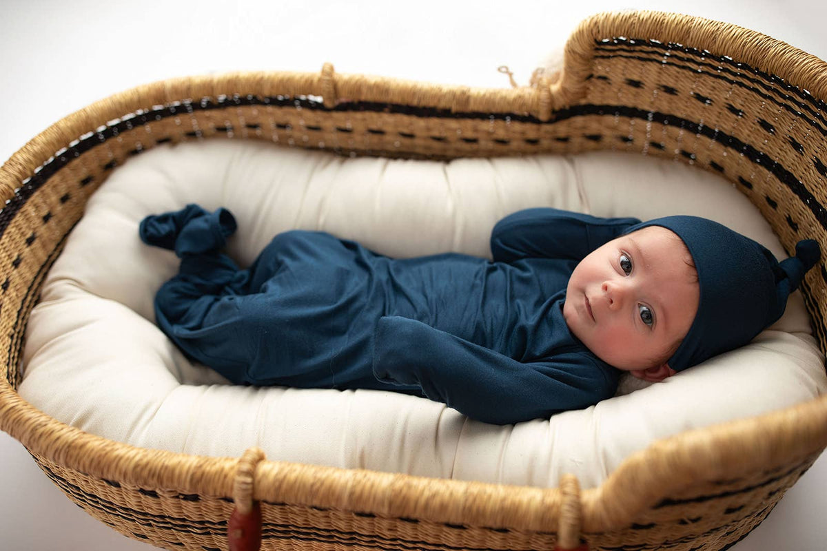 Navy Blue Knotted Baby Gown (Newborn - 3 Months)